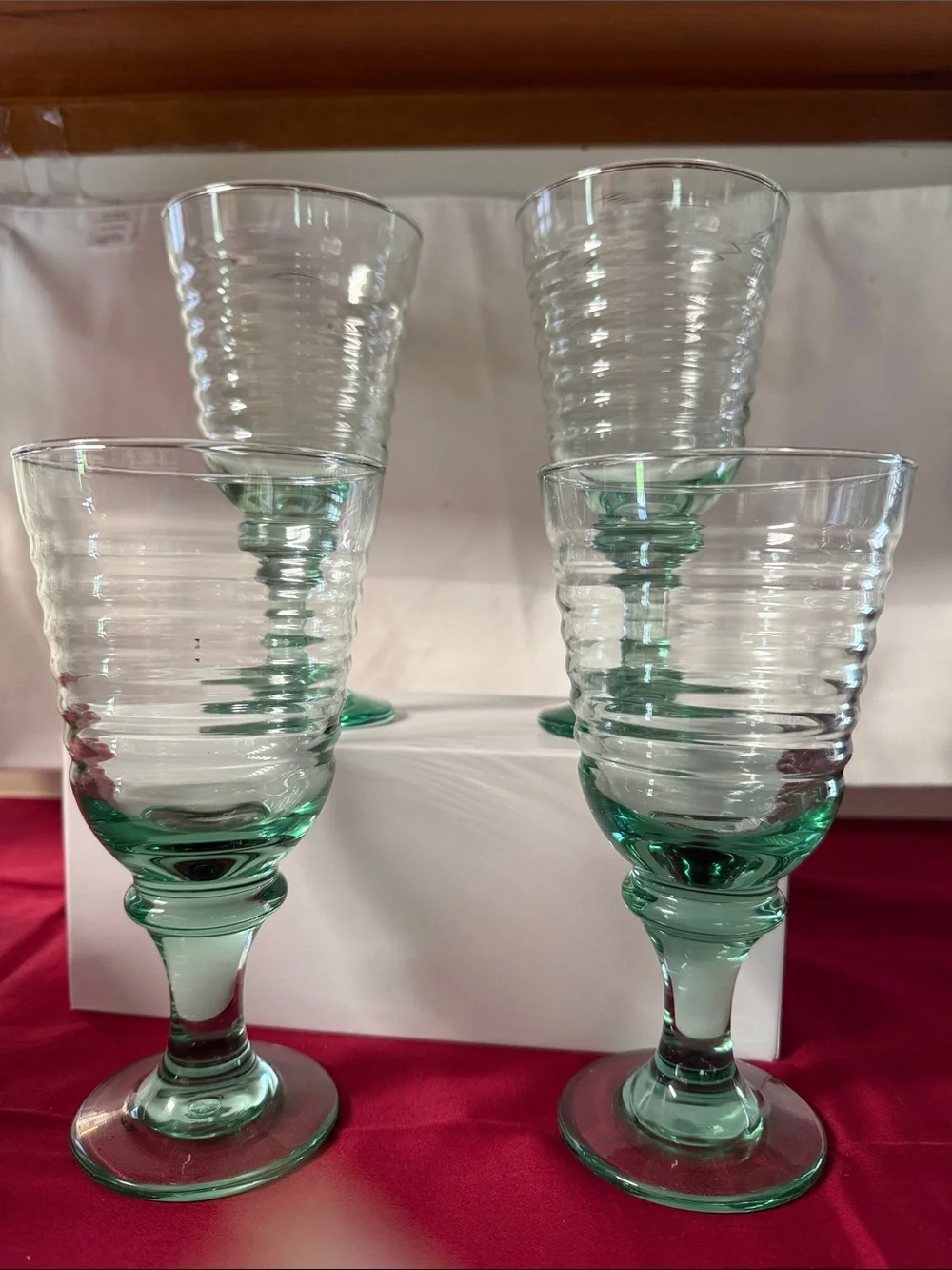 Libbey Sirrus Spanish Green Water Wine Glasses Set Set of 4
